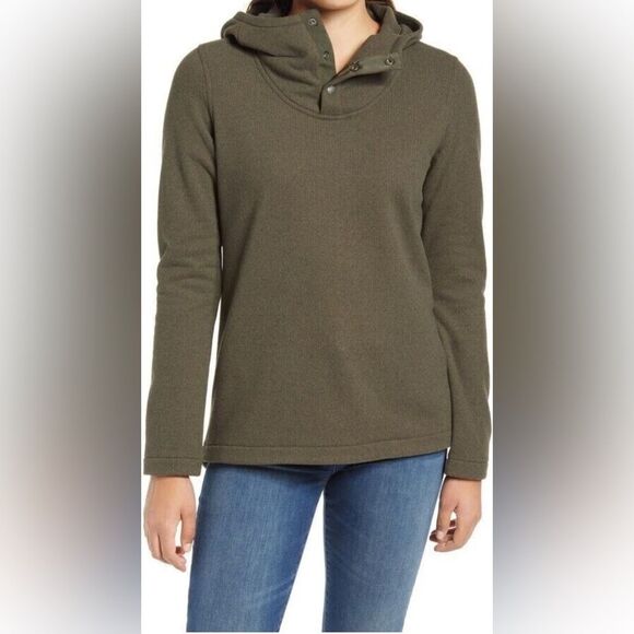 The North Face Jacket Women Knit Stitch Hoodie Snap Pullover Coat Fleece Taupe - Picture 1 of 13